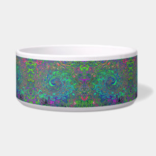 Trippy Chartreuse and Blue Retro Liquid Swirl
