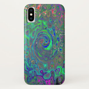Trippy Chartreuse and Blue Retro Liquid Swirl Case-Mate iPhone Case