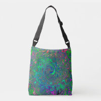 Trippy Chartreuse and Blue Retro Liquid Swirl