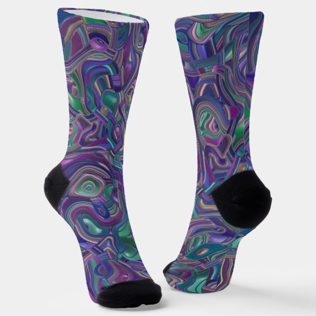 Trippy Colourful 3D Swirls   Socks (Angled)