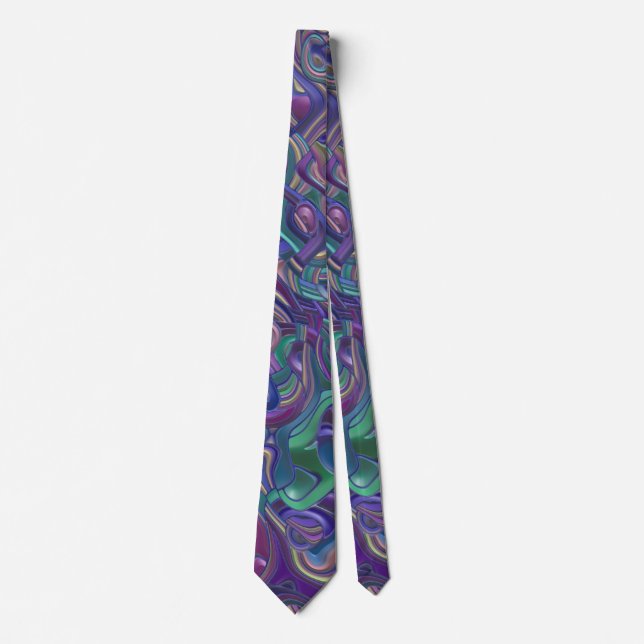 Trippy Colourful 3D Swirls   Tie (Front)