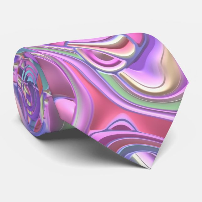 Trippy Colourful 3D Swirls   Tie (Rolled)