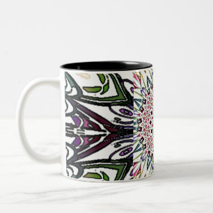 Trippy colourful flower design Two-Tone coffee mug