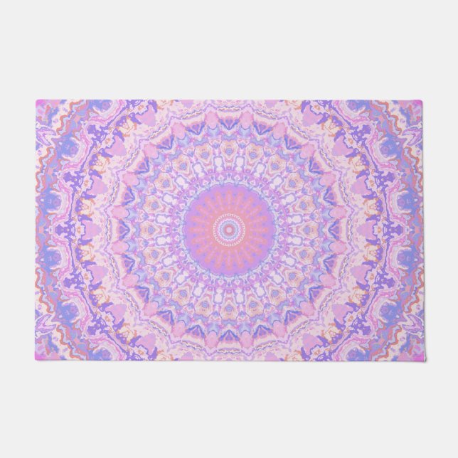 Trippy Colourful Intricate Boho Hippie Mandala Doormat (Front)