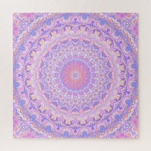 Trippy Colourful Intricate Boho Hippie Mandala Jigsaw Puzzle