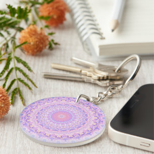 Trippy Colourful Intricate Boho Hippie Mandala Key Ring