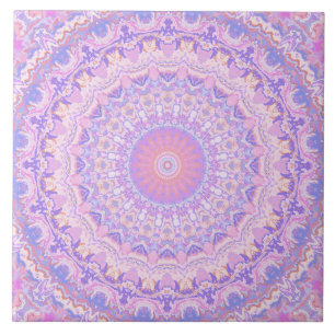 Trippy Colourful Intricate Boho Mandala Ceramic Tile