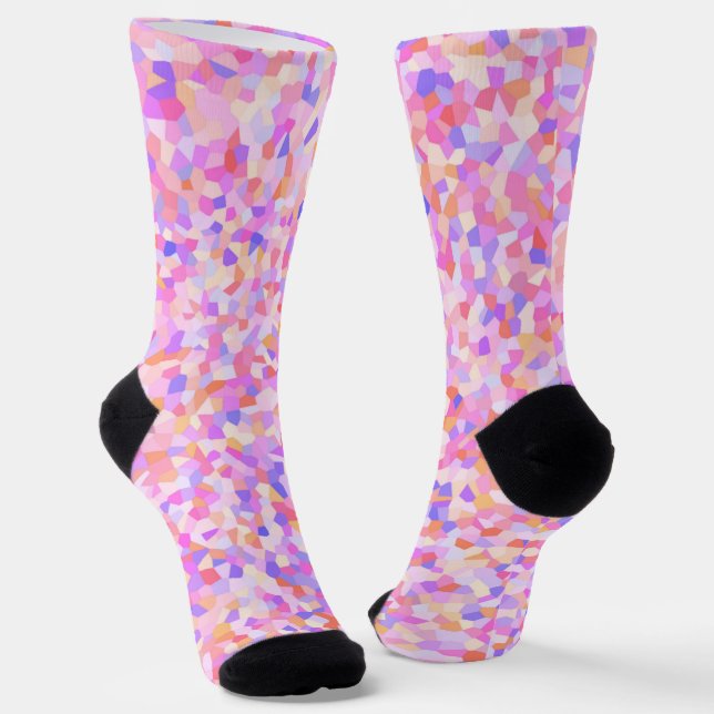 Trippy Colourful Maximalist Boho Sprinkle Mosaic Socks (Angled)