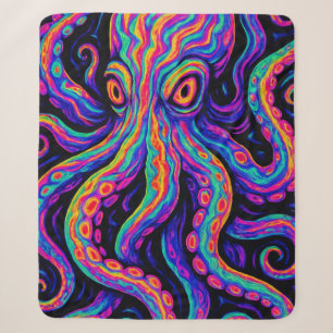 Trippy Colourful Octopus Sherpa Blanket
