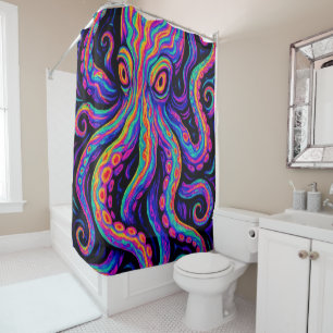 Trippy Colourful Octopus Shower Curtain