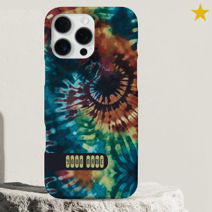 Trippy Colourful Tie Dye Custom Name Retro iPhone 16 Pro Max Case