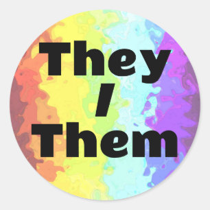Trippy Customisable Pronoun Neurogender Pride Flag Classic Round Sticker