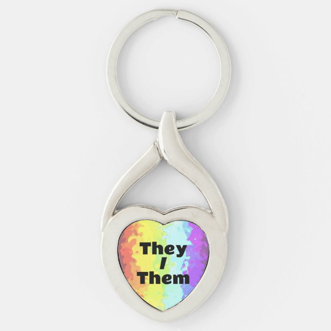 Trippy Customisable Pronoun Neurogender Pride Flag Key Ring (Front)