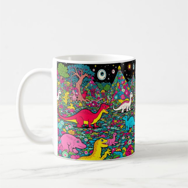 Trippy dinosaurs  coffee mug (Left)