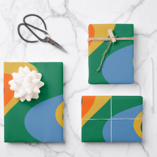 Trippy Dream Retro Abstract Multi Color Pattern Wrapping Paper Sheet