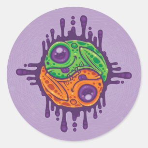 Trippy Drippy Frog Yin Yang Classic Round Sticker
