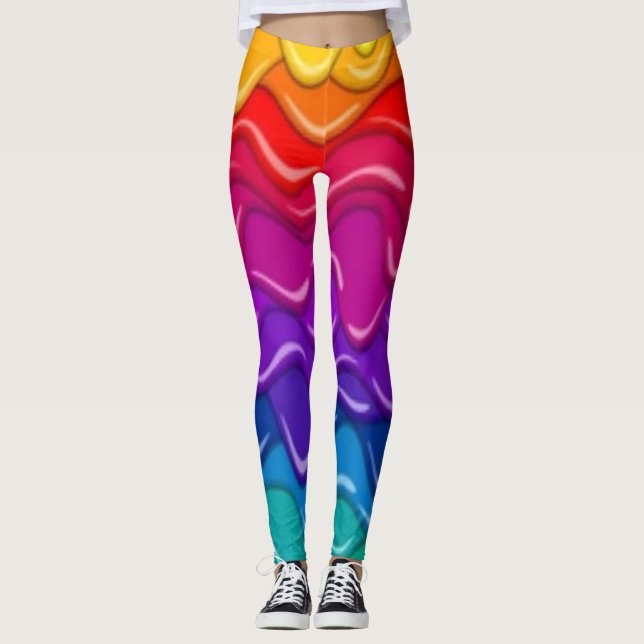 Trippy Drippy Rainbow Pride Leggings (Front)