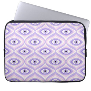 Trippy eye pattern pastel purple pink retro moder laptop sleeve