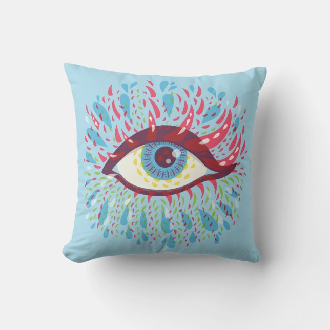 Trippy Eye Psychedelic Art Cushion (Front)