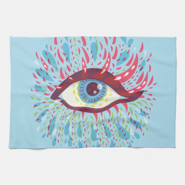 Trippy Eye Psychedelic Art Tea Towel (Horizontal)