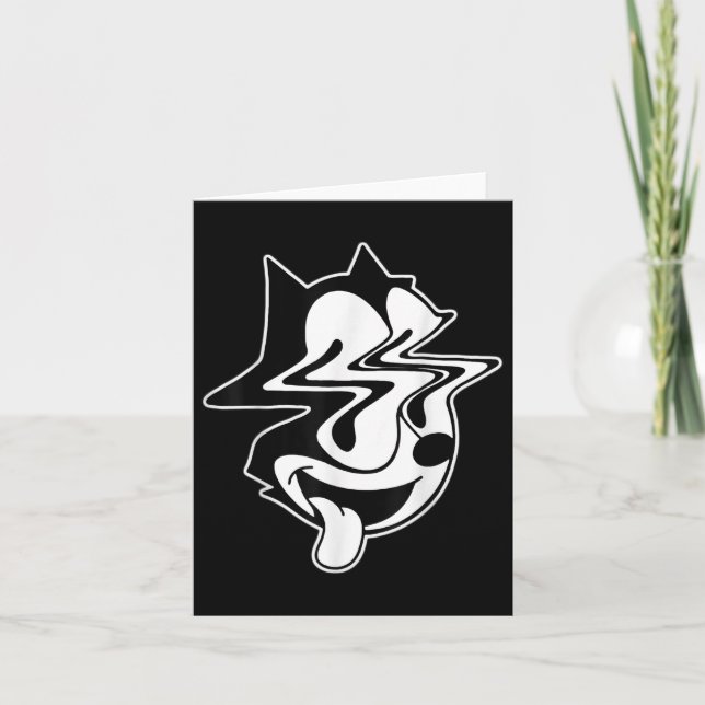 Trippy Felix Cat Blackwork  Card (Front)