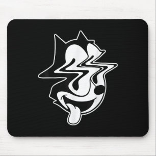 Trippy Felix Cat Blackwork Mouse Pad