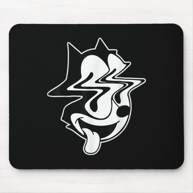 Trippy Felix Cat Blackwork  Mouse Pad (Front)