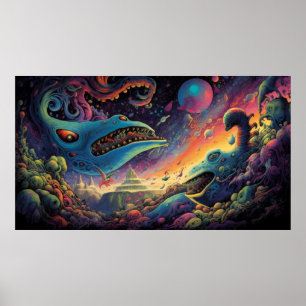  Trippy flying creatures Poster