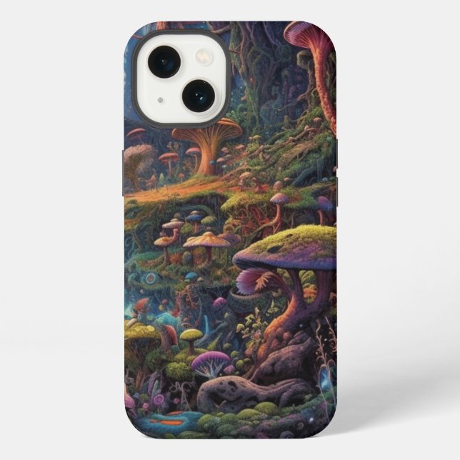 Trippy forest with strange creature iPhone case (Back)