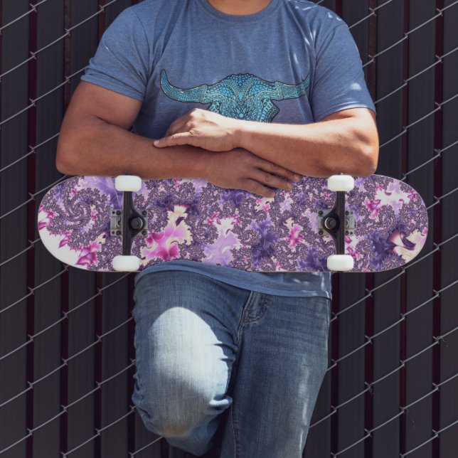 Trippy Funky Boho Groovy Pastel Spiral Fractal Art Skateboard (Outdoor 3)