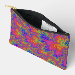 Trippy Funky Bold Vibrant Rainbow Abstract Fractal Accessory Pouch