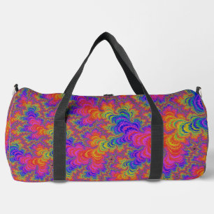 Trippy Funky Bold Vibrant Rainbow Abstract Fractal Duffle Bag