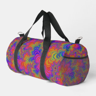 Trippy Funky Bold Vibrant Rainbow Abstract Fractal Duffle Bag