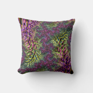 Trippy Funky Groovy Digital Abstract Fractal Art Cushion