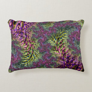 Trippy Funky Groovy Digital Abstract Fractal Art Decorative Cushion