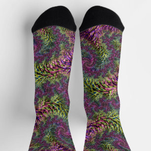 Trippy Funky Groovy Digital Abstract Fractal Art Socks