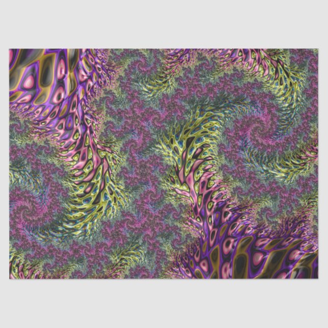 Trippy Funky Groovy Digital Abstract Fractal Art Tissue Paper (Front)