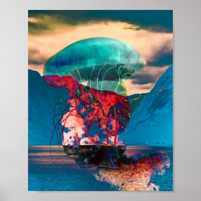 Trippy Funky Jellyfish Art Print (Front)