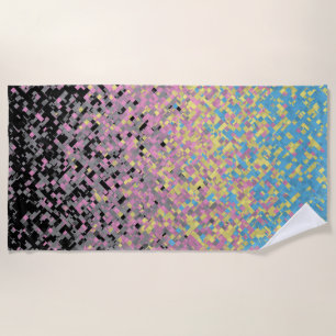 Trippy Funky Pixelated Polygender Pride Flag Beach Towel