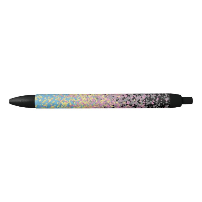 Trippy Funky Pixelated Polygender Pride Flag Black Ink Pen (Front)