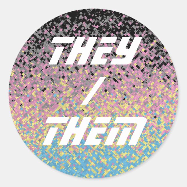 Trippy Funky Pixelated Polygender Pride Flag Classic Round Sticker (Front)