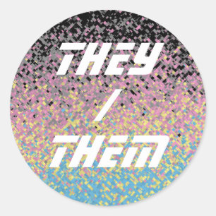 Trippy Funky Pixelated Polygender Pride Flag Classic Round Sticker