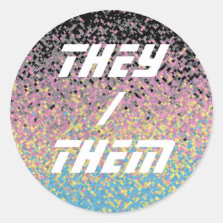 Trippy Funky Pixelated Polygender Pride Flag Classic Round Sticker