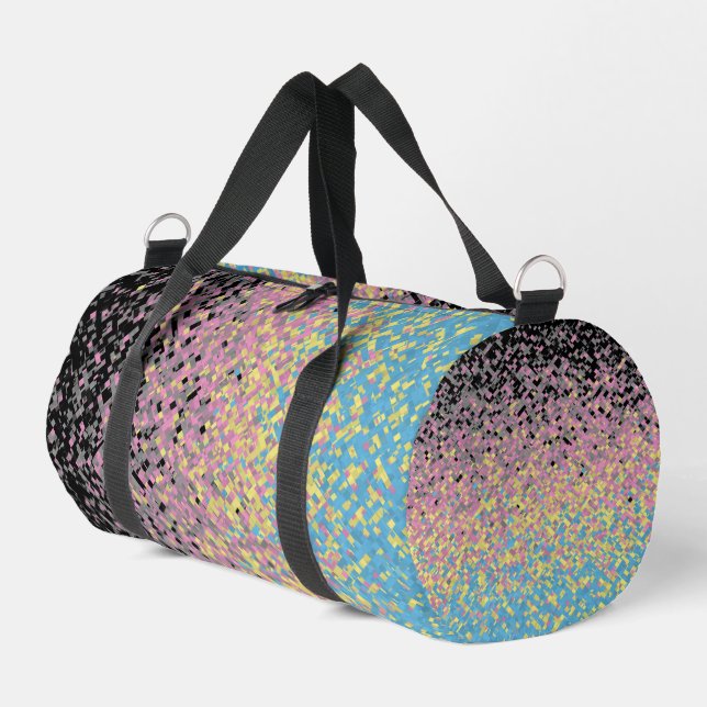 Trippy Funky Pixelated Polygender Pride Flag Duffle Bag (Left Corner)