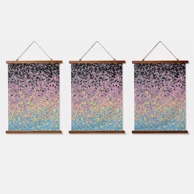 Trippy Funky Pixelated Polygender Pride Flag Hanging Tapestry (Triple)