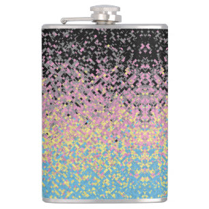 Trippy Funky Pixelated Polygender Pride Flag Hip Flask