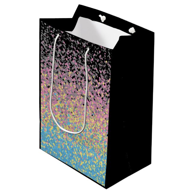 Trippy Funky Pixelated Polygender Pride Flag Medium Gift Bag (Front Angled)