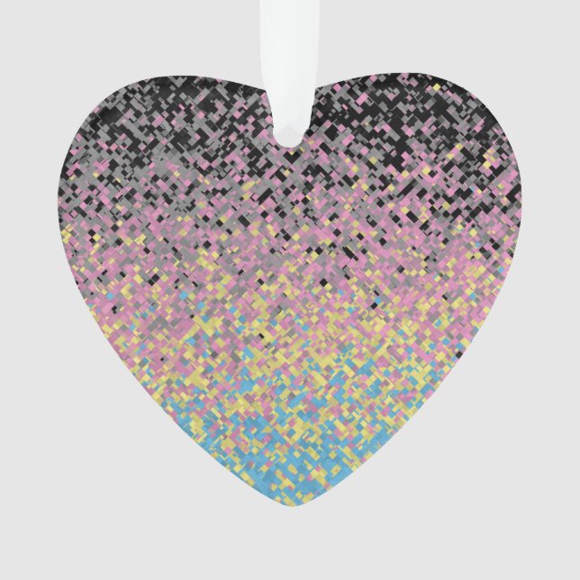 Trippy Funky Pixelated Polygender Pride Flag Ornament (Front)