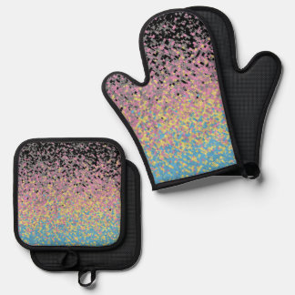 Trippy Funky Pixelated Polygender Pride Flag Oven Mitt & Pot Holder Set