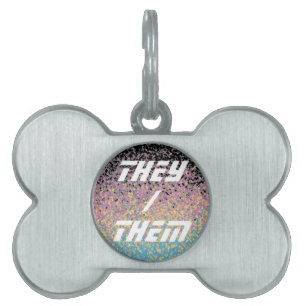 Trippy Funky Pixelated Polygender Pride Flag Pet ID Tag